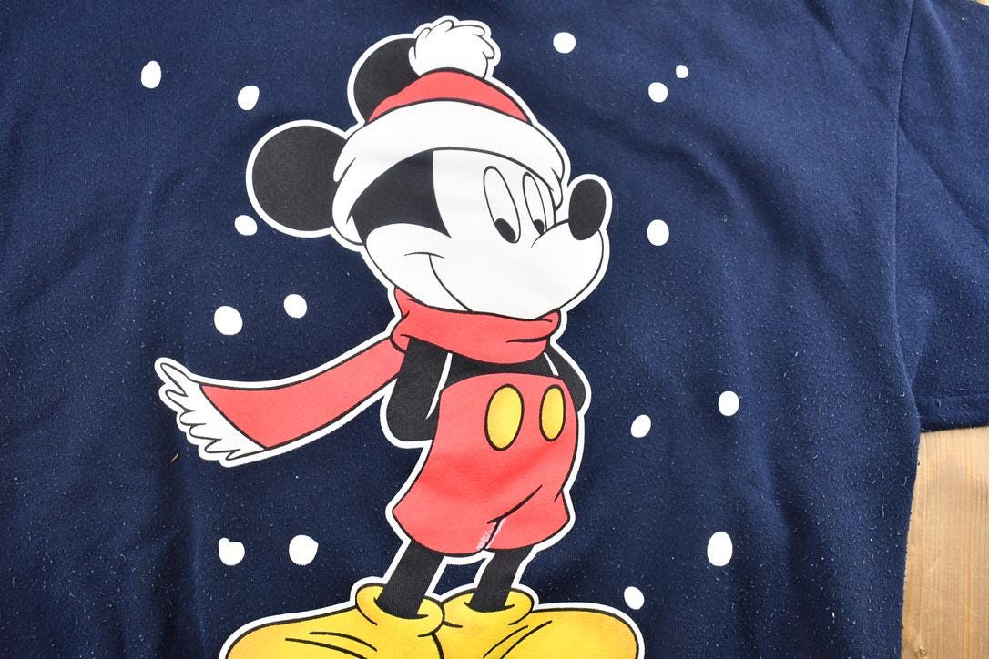 Vintage 1990s Mickey Unlimited Winter Mickey Mouse Graphic Disney Crewneck Sweatshirt