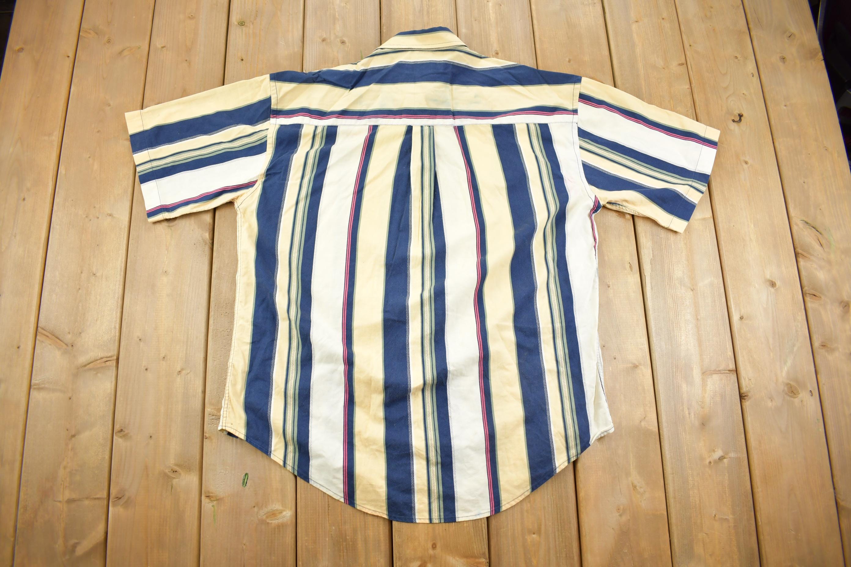 Vintage 1990s Natural Issue Thick Striped Long Sleeve Button Up Shirt