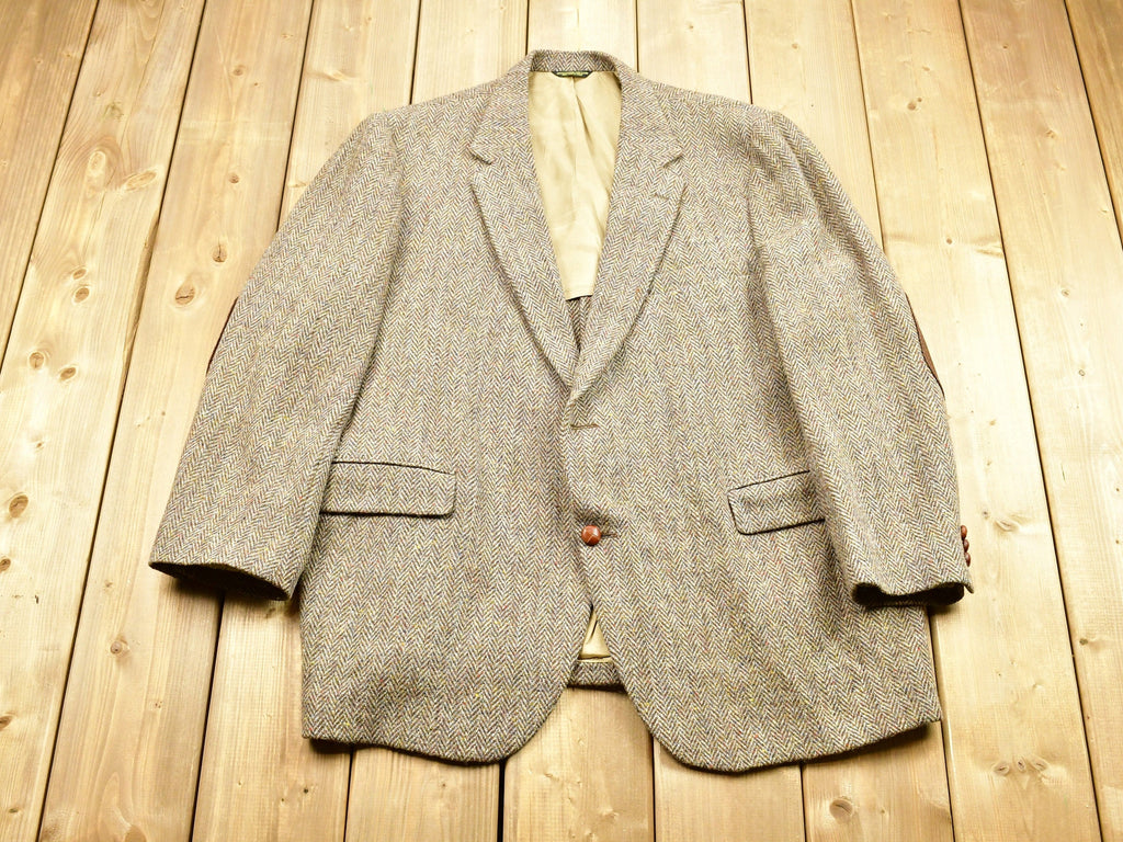 Vintage Harris Tweed Hand Woven Scottish Wool Button Up Blazer Jacket