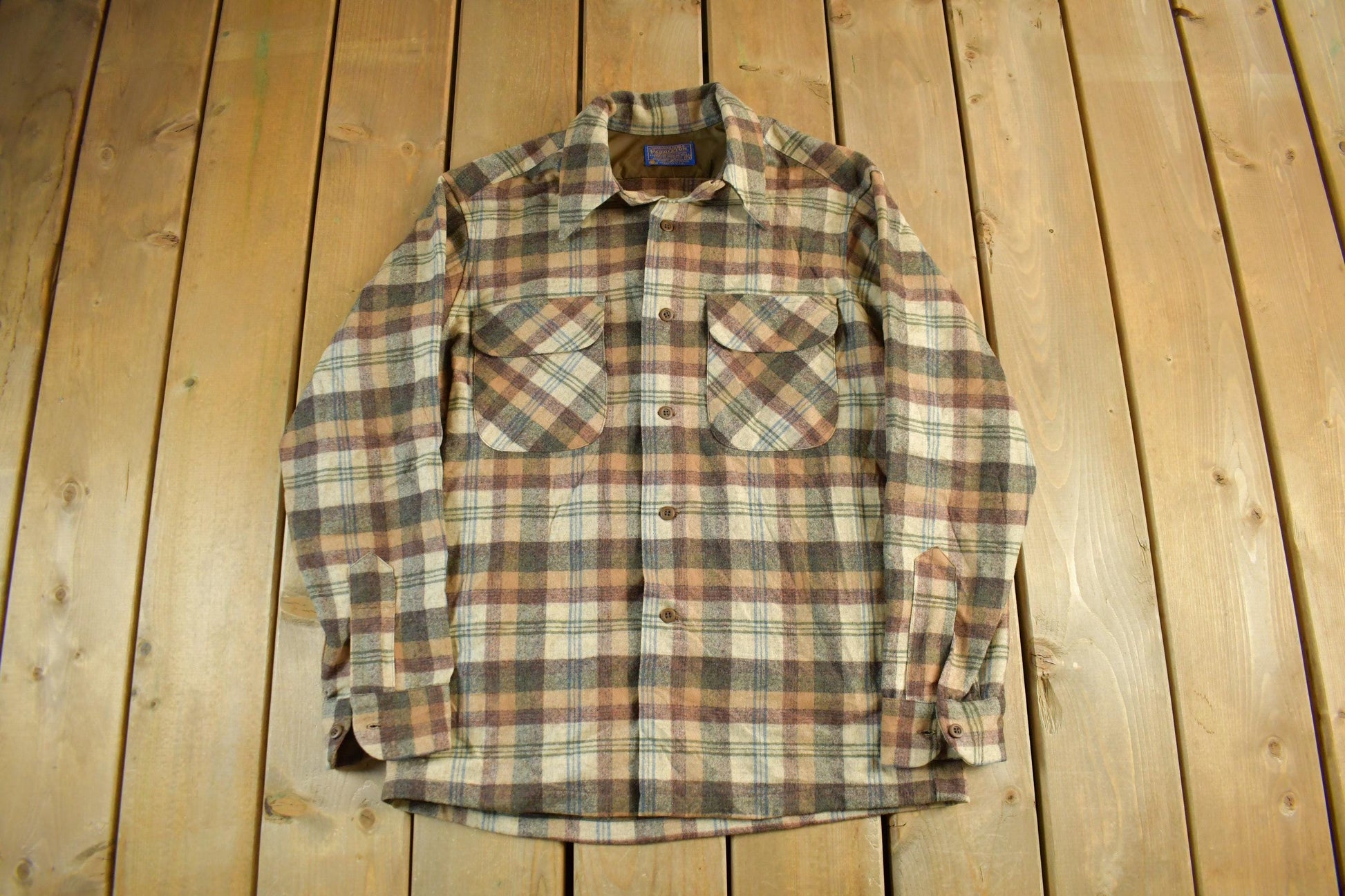Vintage 1980s Pendleton Wool Flannel Shirt Men's Medium / Outdoors Button Up / Plaid Pattern / 80s True Vintage / Made In USA