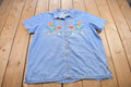 Vintage 1990s Bobbie Brooks Denim Floral Button Up Shirt