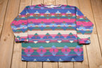 Vintage 1990s Huntington Ridge Waffle Knit Aztec Crewneck Sweatshirt