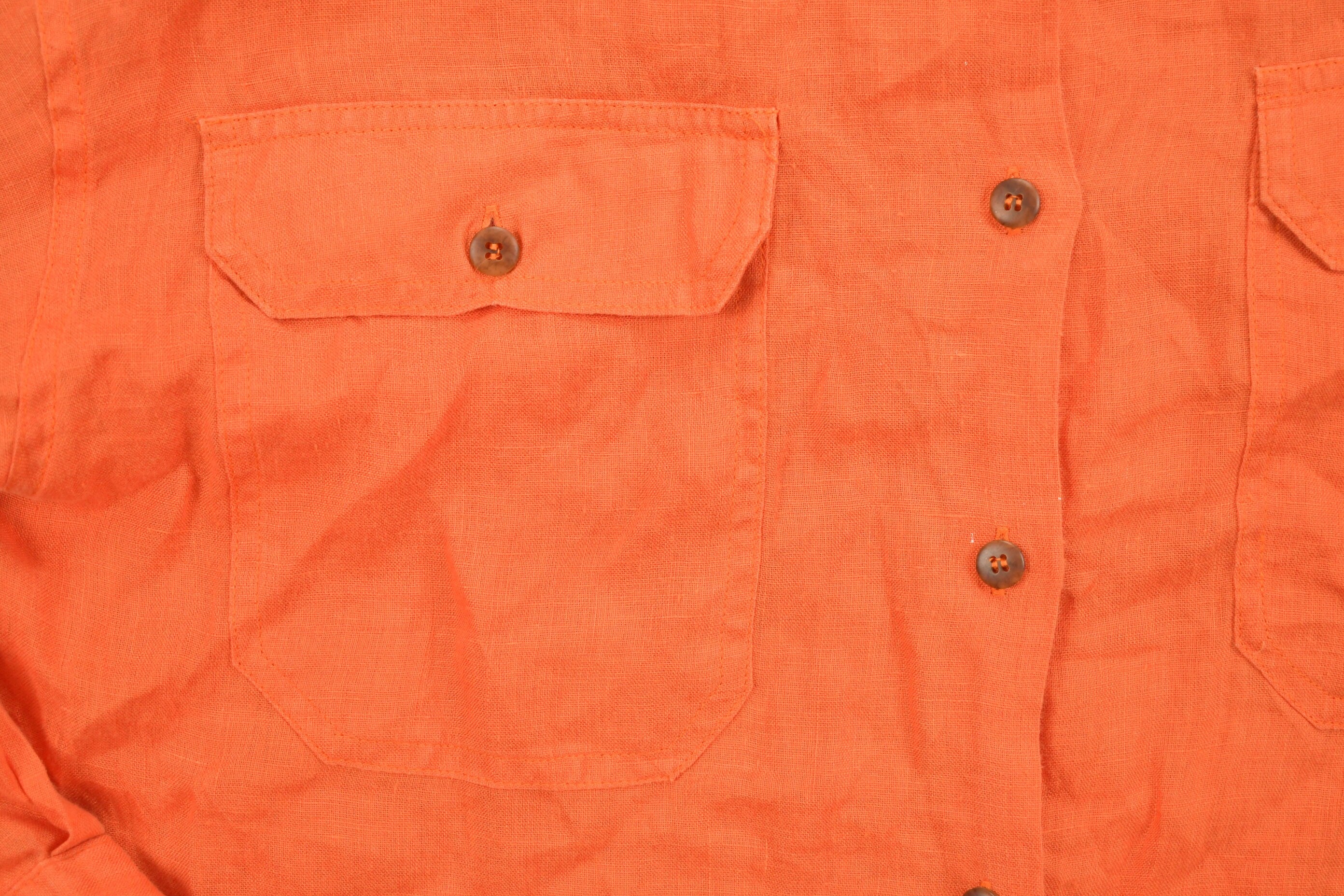 Vintage 1990s Blank Orange Button Up Shirt