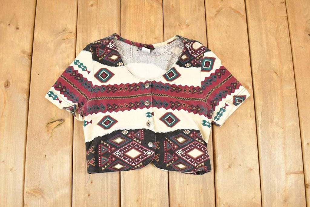Vintage 1990s Roughrider AOP Cardigan Button Up Shirt Womens S