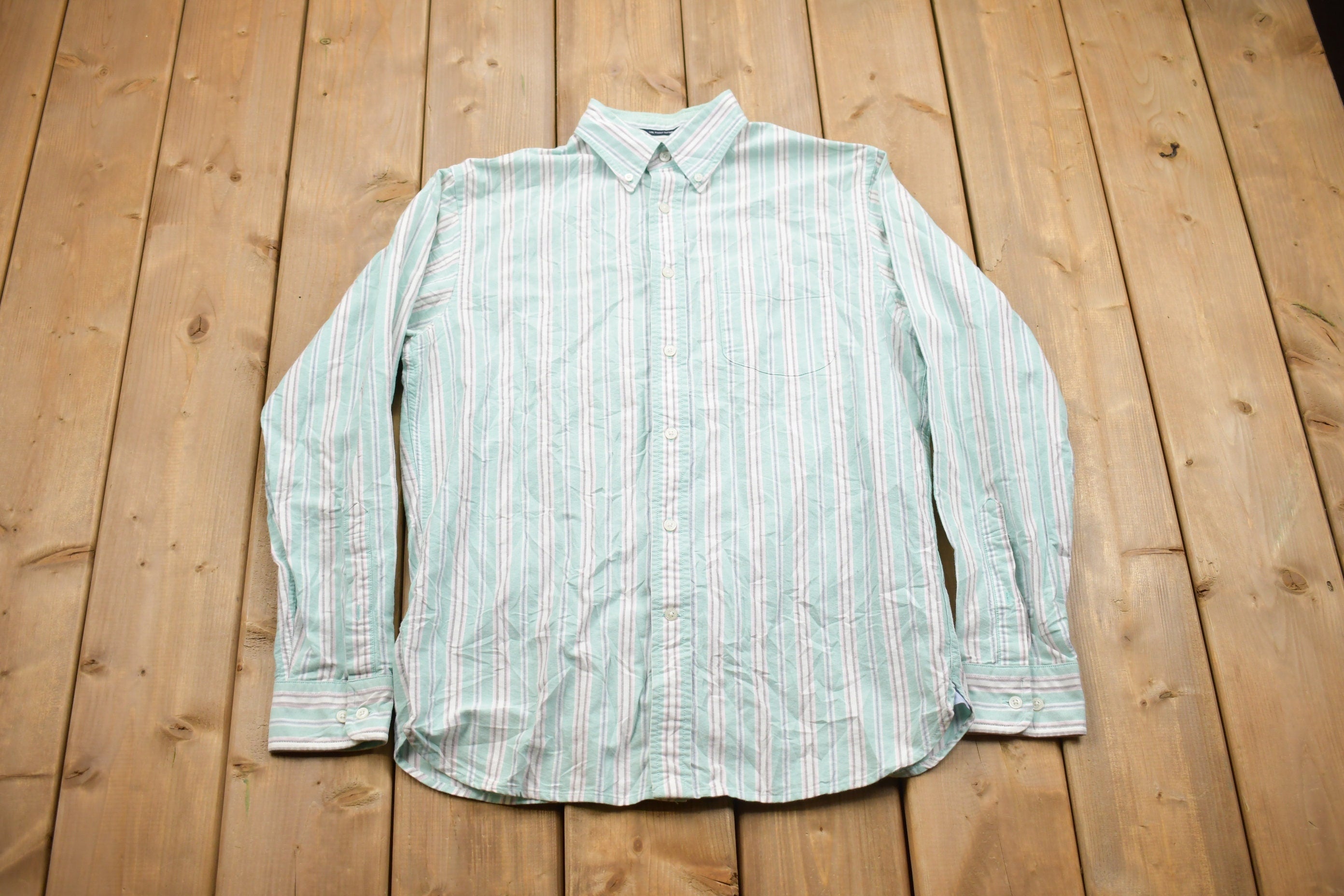 Vintage 1990s Lands End Striped Button Up Shirt