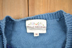 Vintage 1993 Susan Bristol Floral Embroidered Knit Cardigan