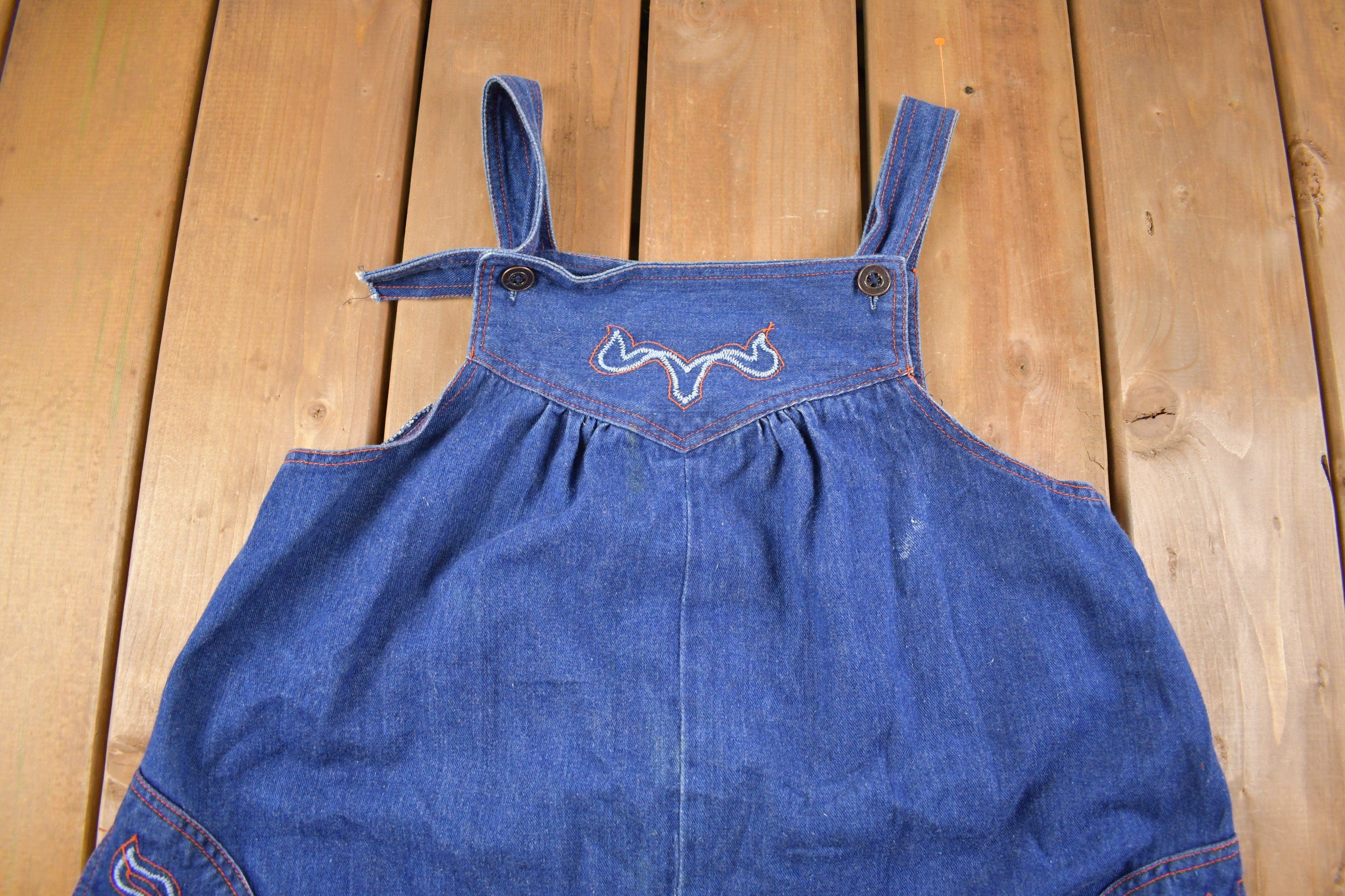 Vintage 1980s Joni Blair Embroidered Denim Dress Size 15