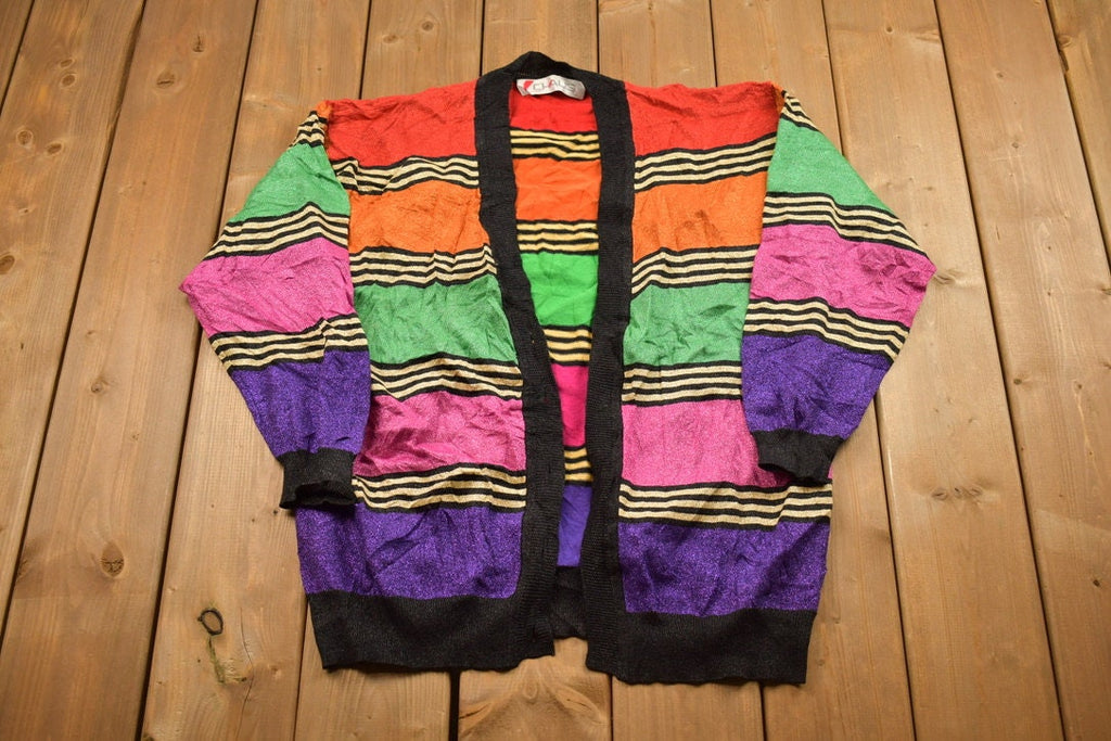 Vintage 1990s Metallic Knitted Cardigan Sweater