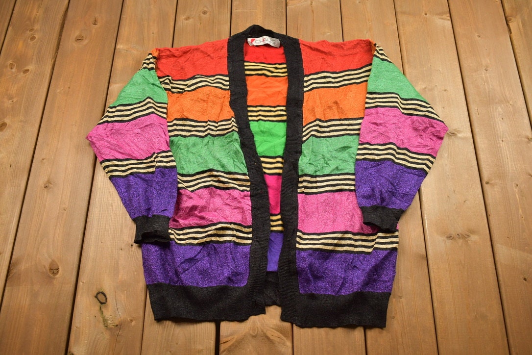 Vintage 1990s Metallic Knitted Cardigan Sweater