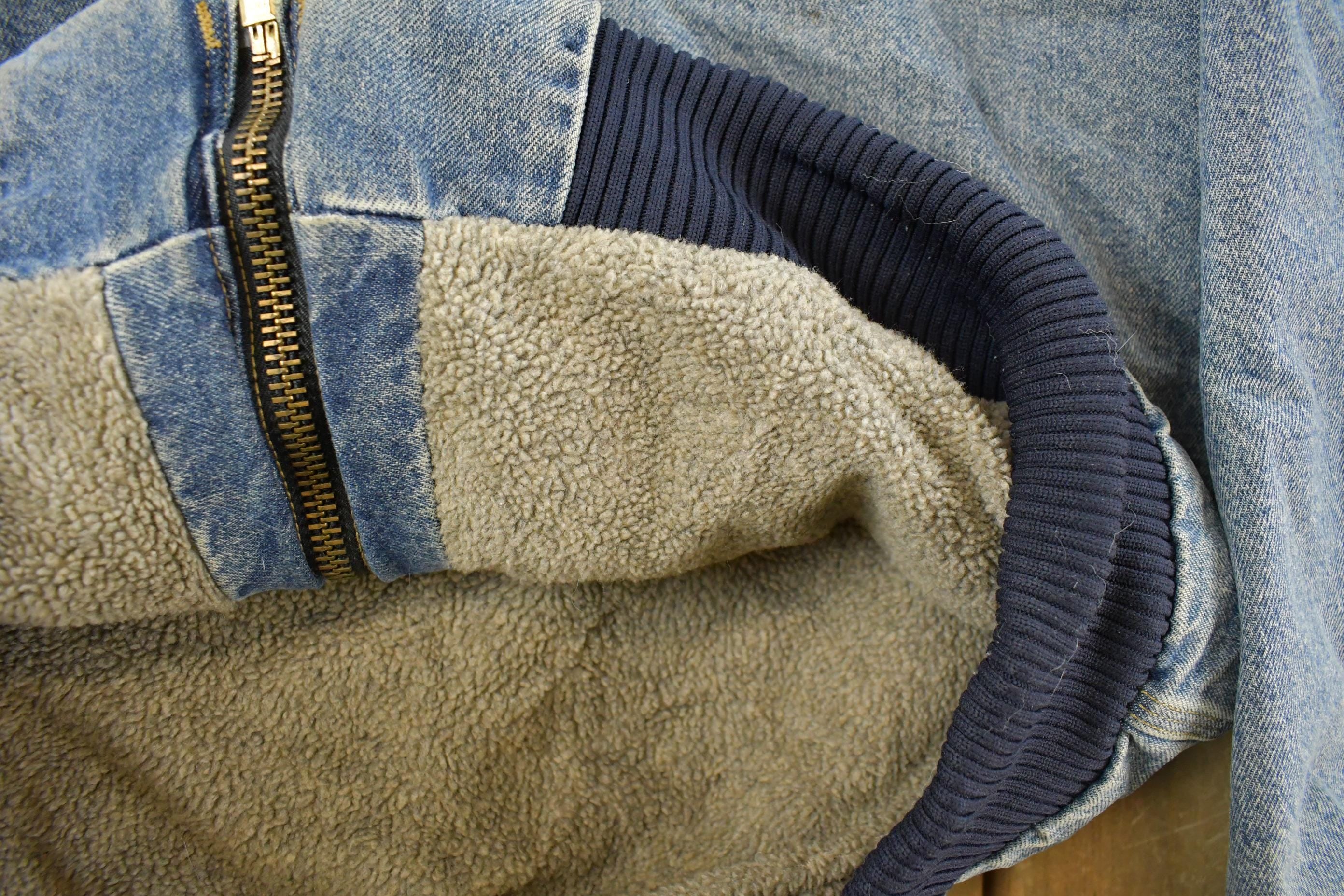 Vintage 1990s Carhartt Denim Sherpa Lined Hooded Jacket Men's XL