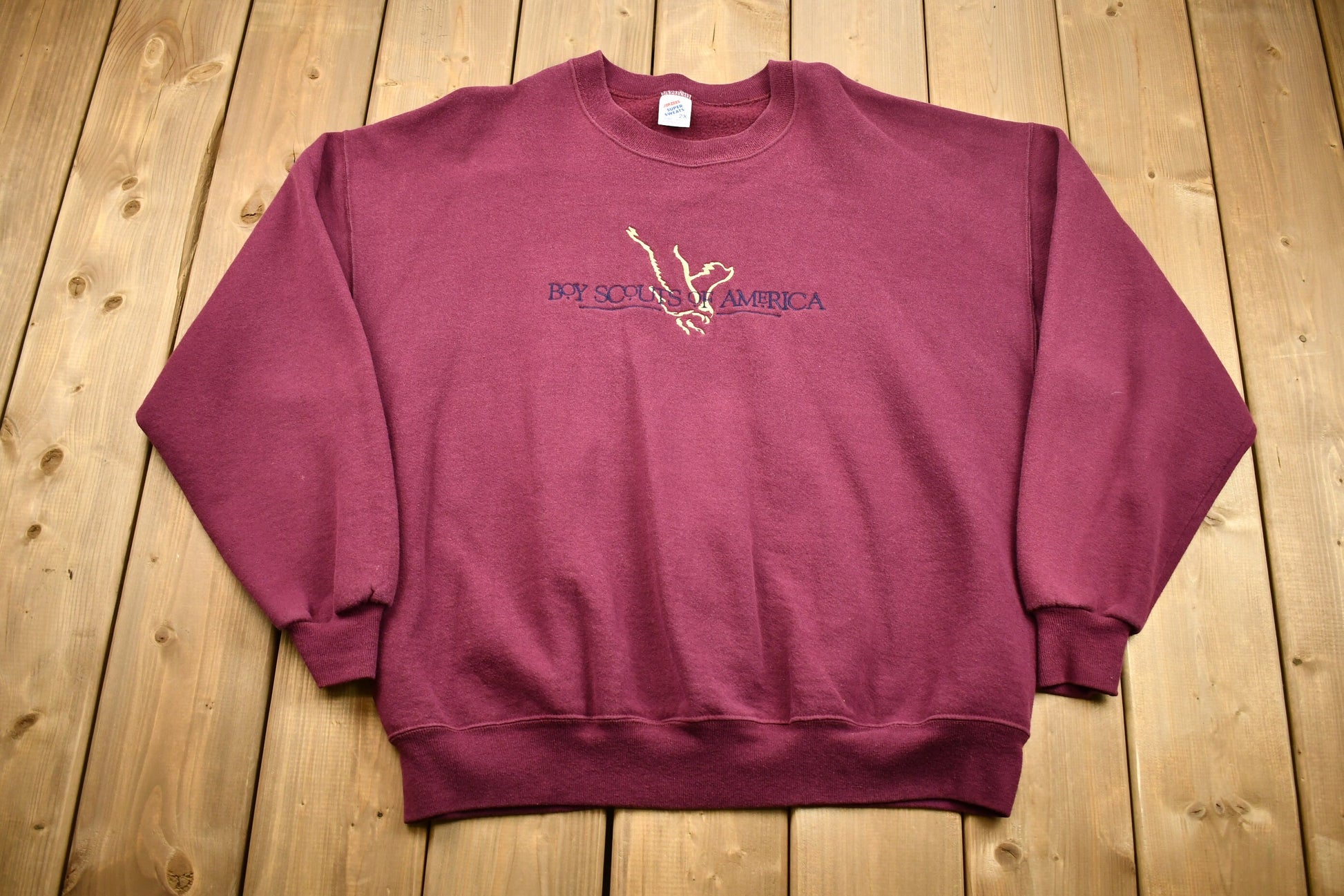 Vintage 1990s Boy Scouts Of America Embroidered Crewneck / Jerzees Super Sweats Sweatshirt / Made In USA / Pullover Sweatshirt / Streetwear