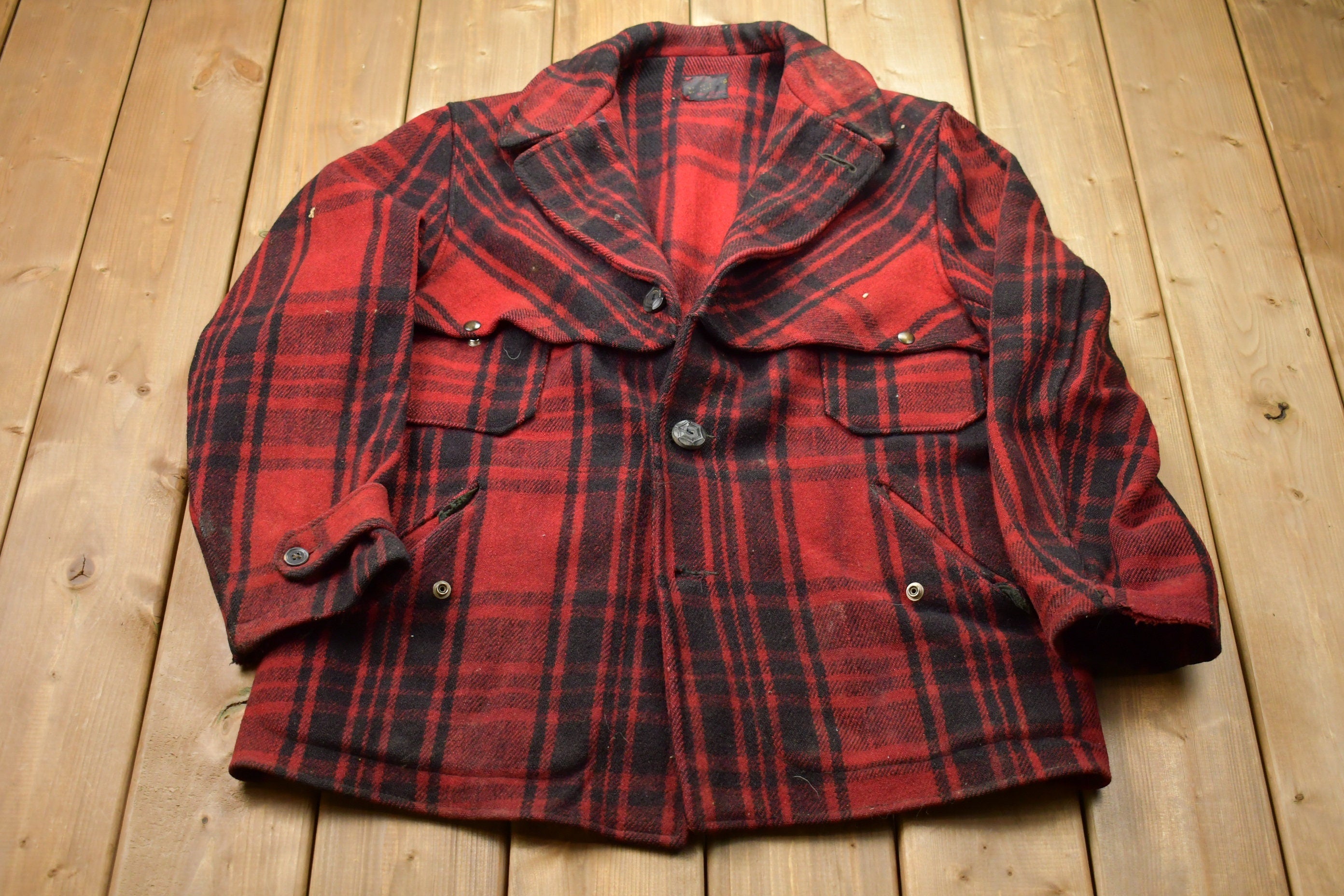 Vintage 1980s Buffalo Plaid Wool Jacket