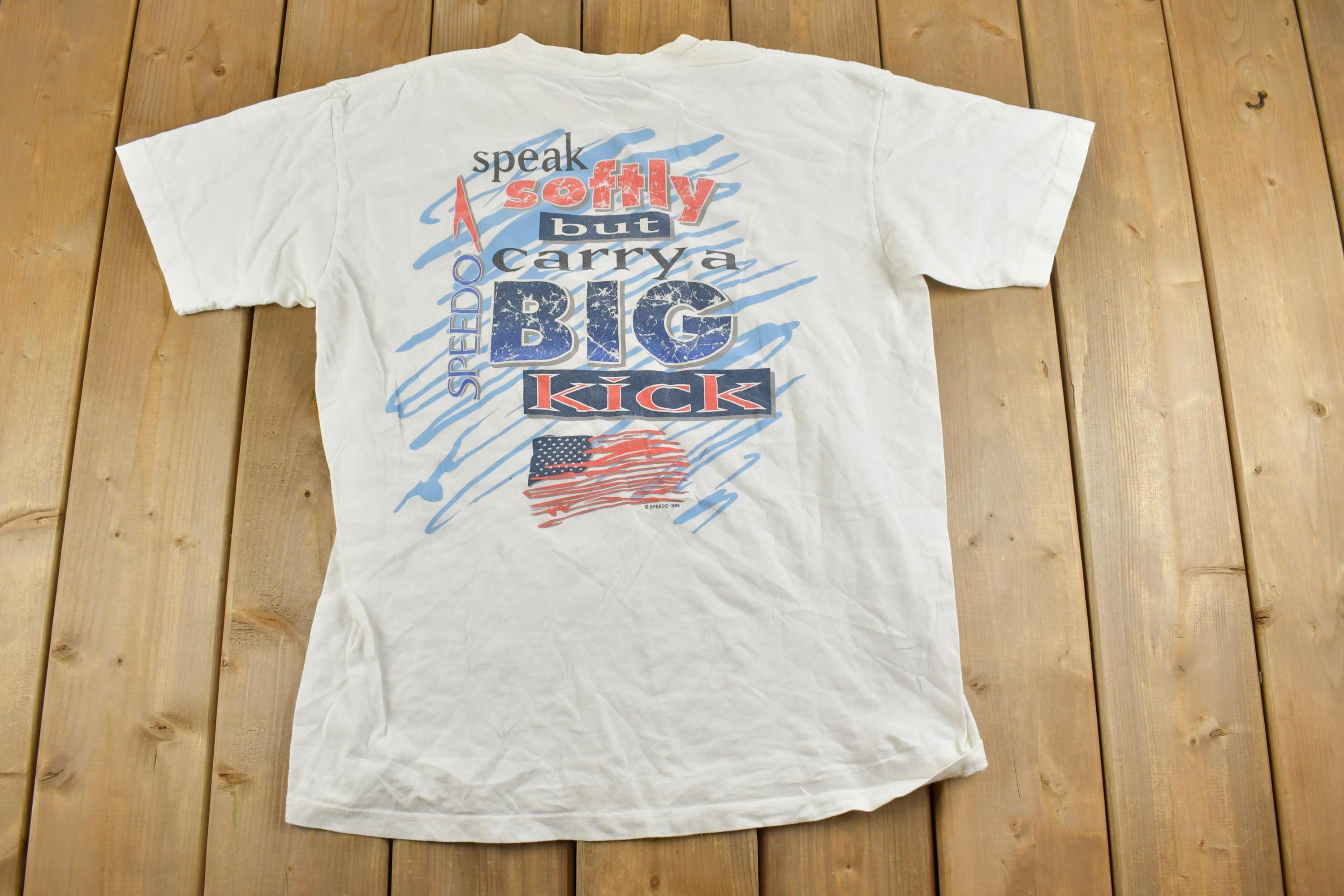 Vintage 1996 Speedo Big Kick Swimming Graphic T-Shirt