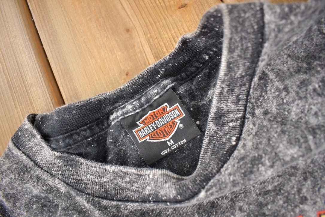 Vintage 1990s Harley Davidson Burlington Vermont Single Stitch Stone Wash Graphic T-Shirt Made In USA