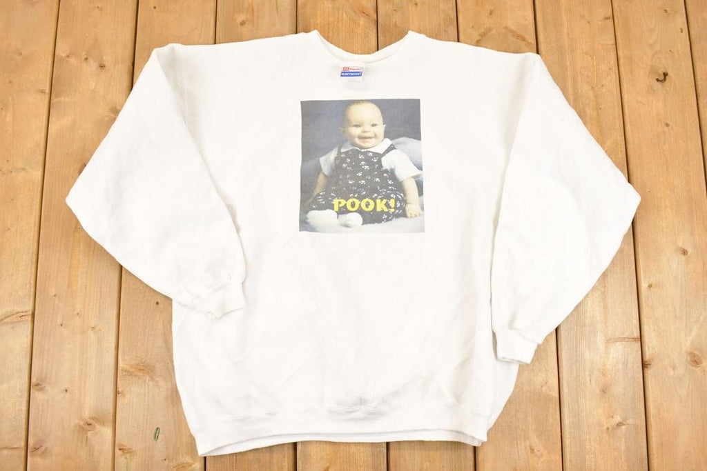 Vintage 1990s Pook Baby Graphic Print Crewneck Sweatshirt Men's L