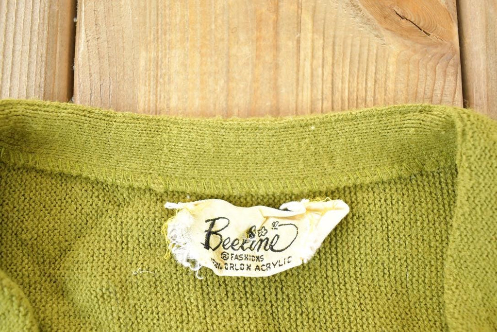 Vintage 1970s Beeline Knit Perfect Mild Distress Cardigan Sweater Made In USA