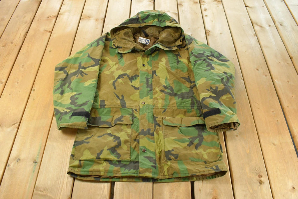 Vintage 1990s Log House Designs Gore Tex Camo Parka Hunting Jacket Men's M / Outdoors Hunting Coat / Hooded