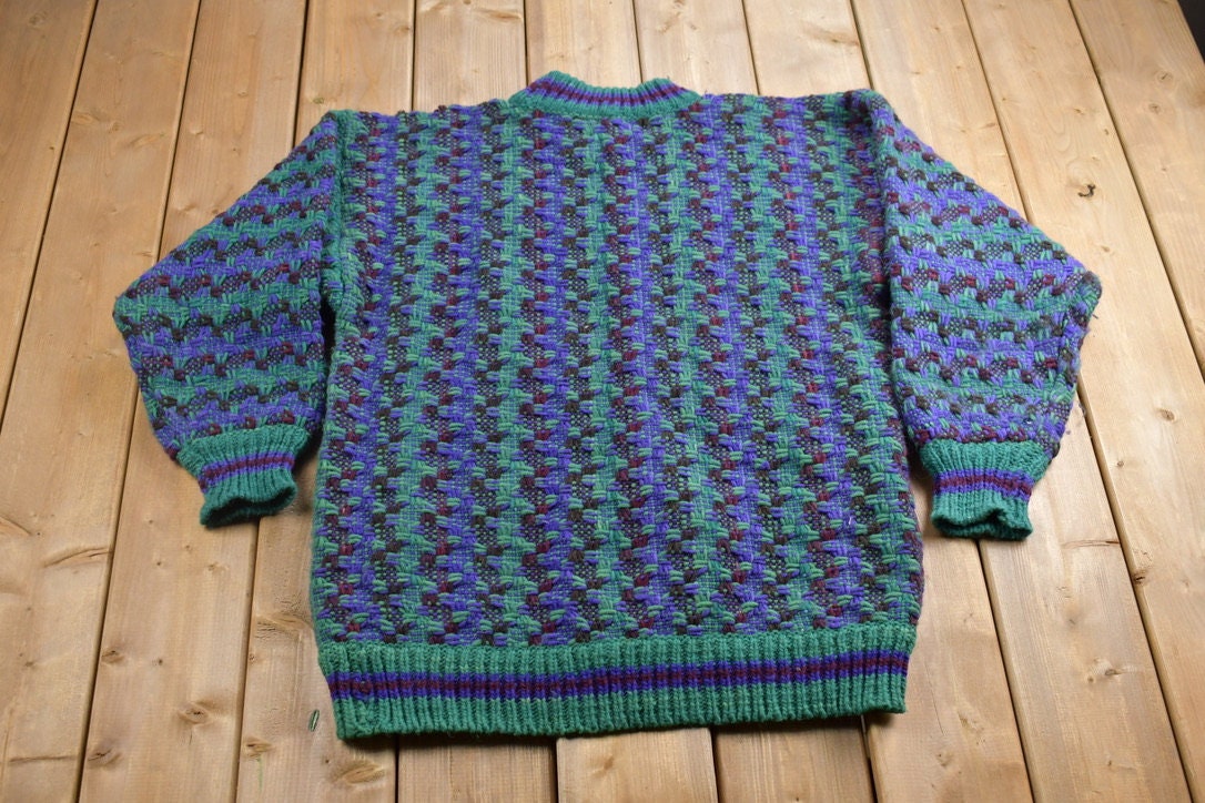 Vintage 1980s Charina Andean Arts 100% Wool Knit Sweater