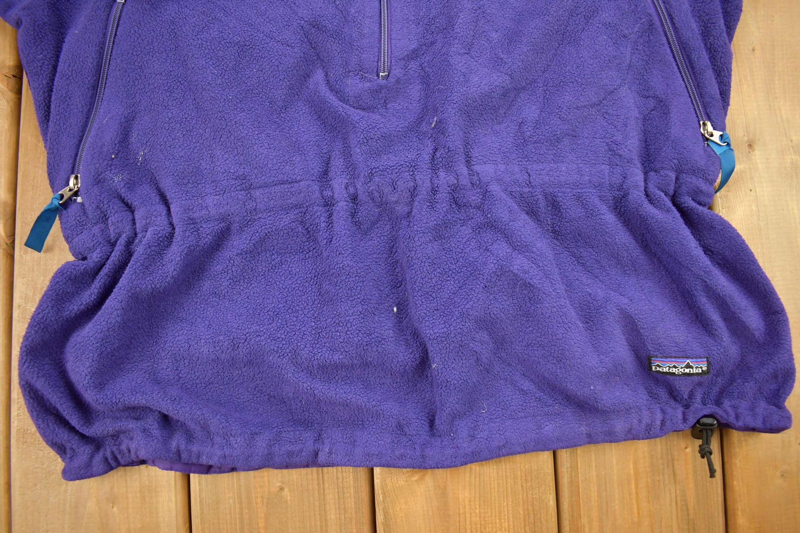 Vintage 1990s Patagonia Purple Half Zip Cinched Sweatshirt