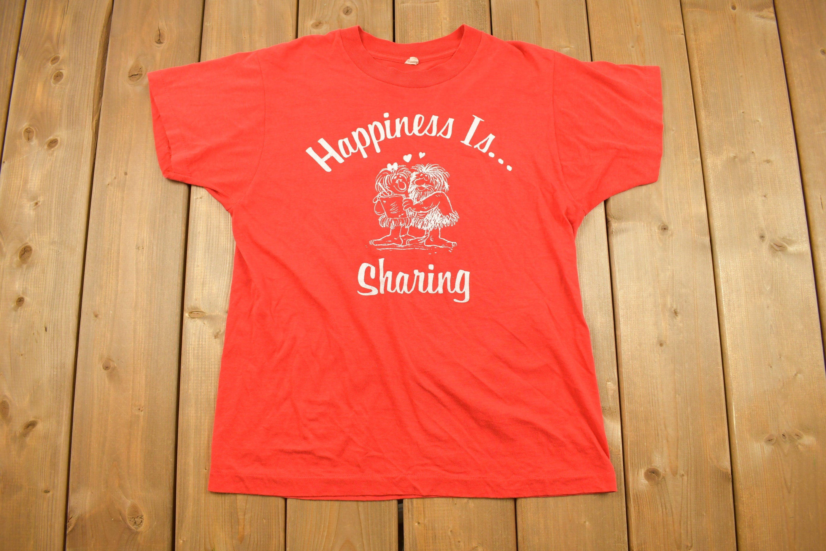 Vintage 1990s Happiness is Sharing Graphic T Shirt
