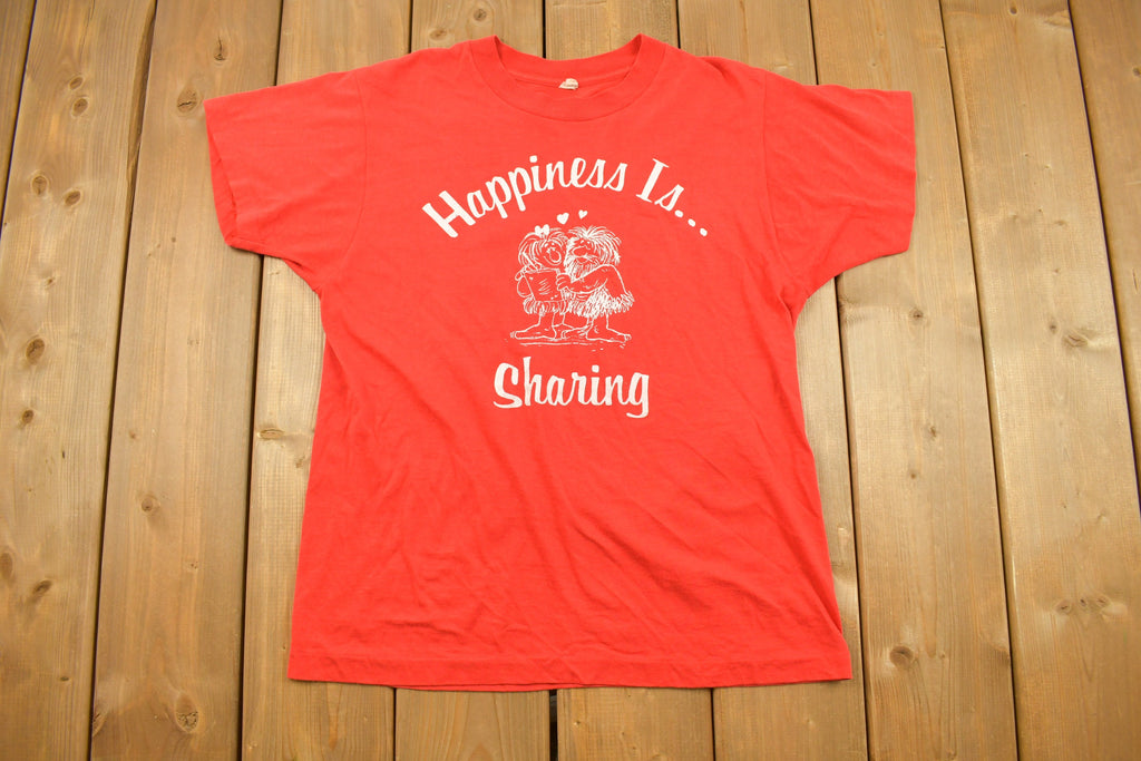 Vintage 1990s Happiness is Sharing Graphic T Shirt