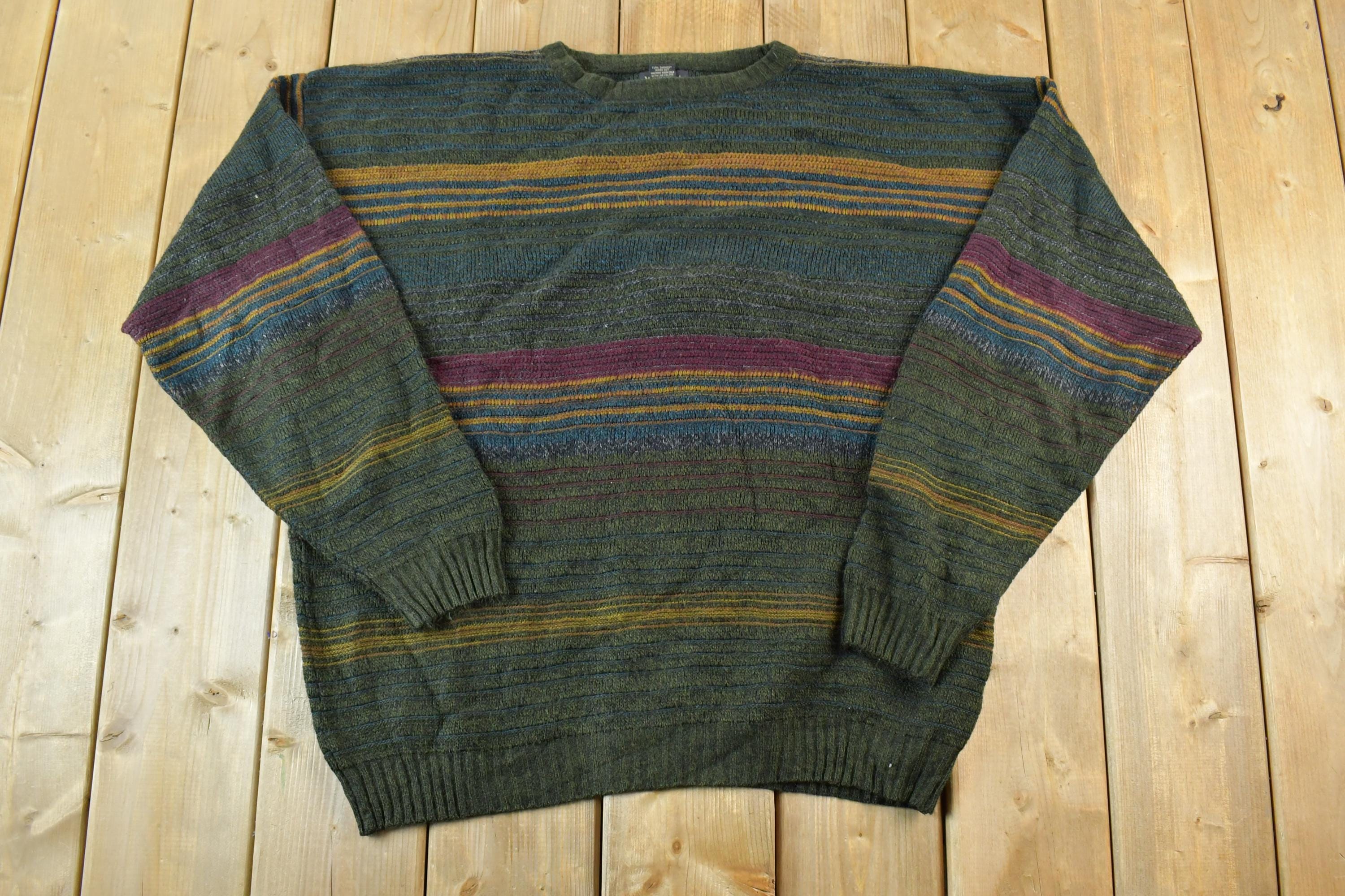 Vintage 1990s Marc Edwards Knit Abstract Pattern Crewneck Sweater Mens X Large