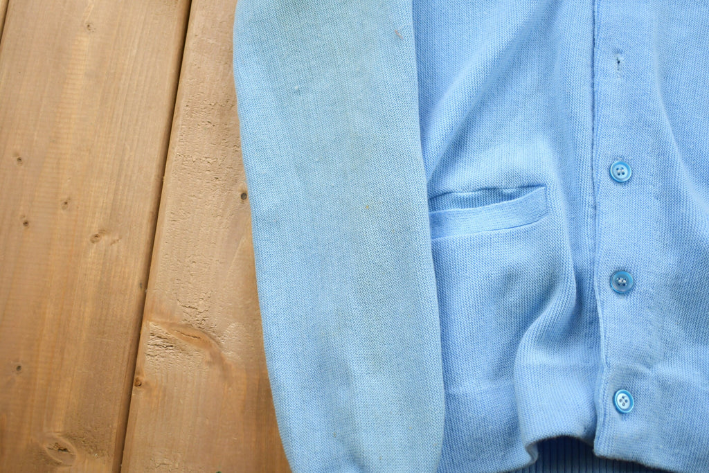 Vintage 1990s King Sport Light Blue Knitted Cardigan Sweater