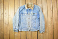 Vintage 1990s Distressed Faded Wrangler Synthetic Fur Lined Jean Jacket