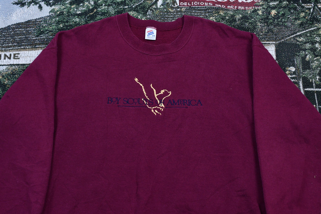 Vintage 1990s Boy Scouts Of America Embroidered Crewneck / Jerzees Super Sweats Sweatshirt / Made In USA / Pullover Sweatshirt / Streetwear