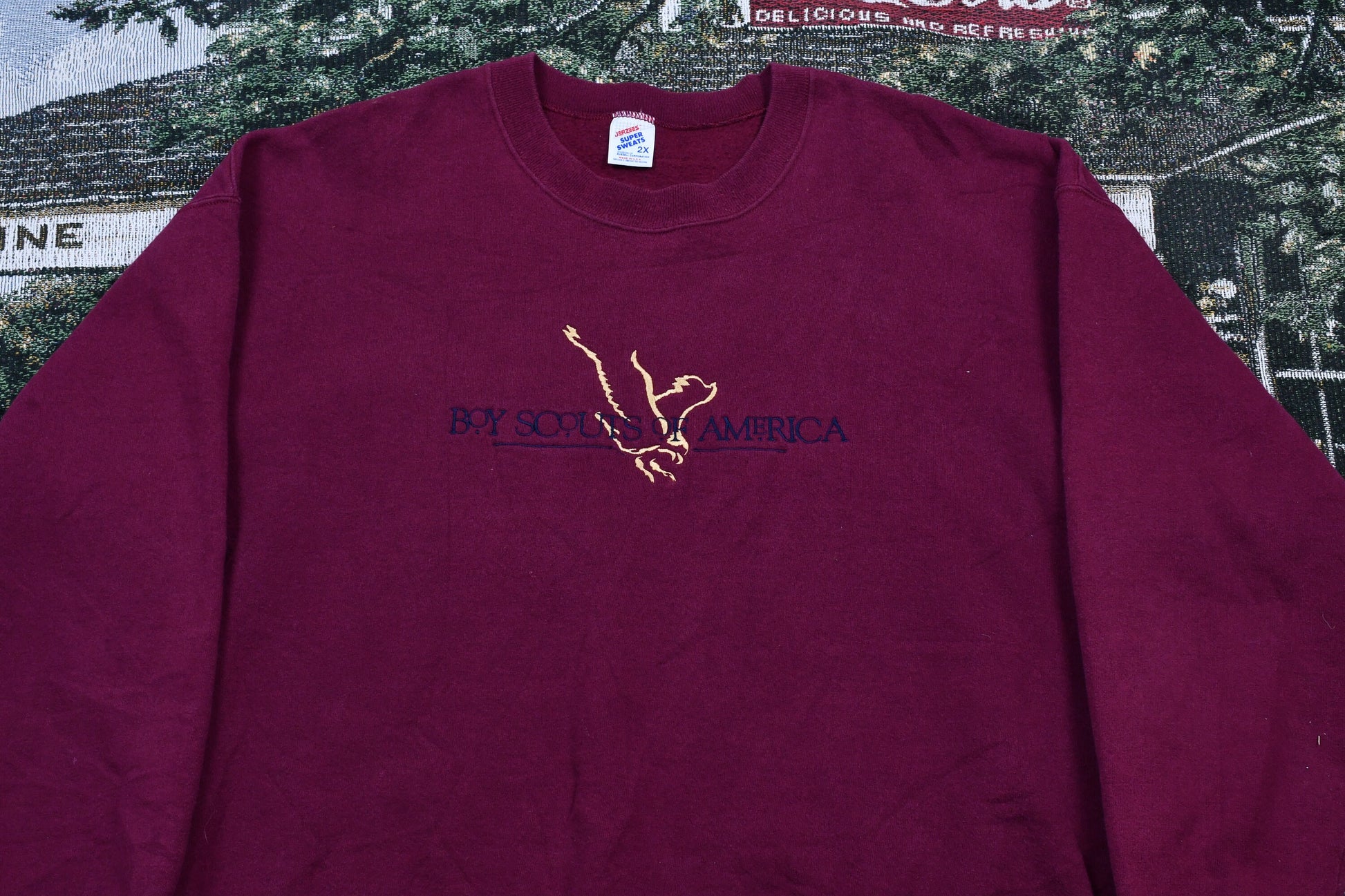 Vintage 1990s Boy Scouts Of America Embroidered Crewneck / Jerzees Super Sweats Sweatshirt / Made In USA / Pullover Sweatshirt / Streetwear