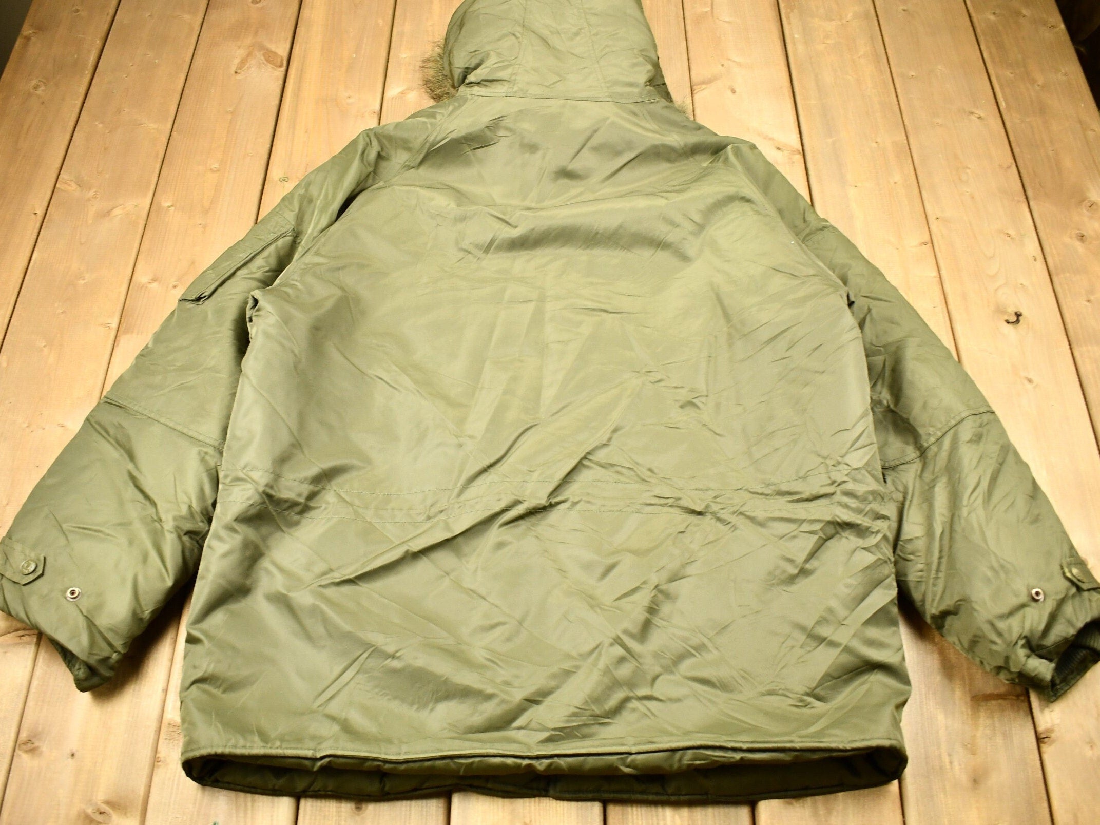 Vintage 1990s Nautica Jeans Co Fur Hood Winter Parka Jacket