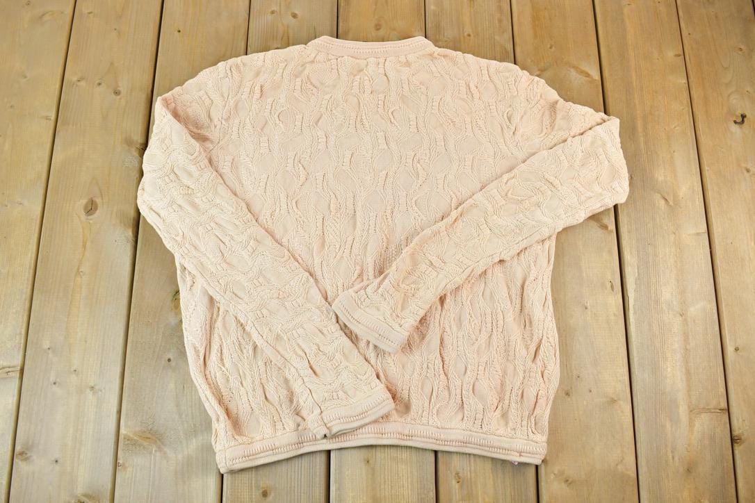 Vintage 1990s Coogi Made In Australia 3D knit 100% Cotton Abstract Pattern Crewneck Sweater