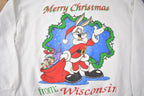 Vintage 1995 Looney Tunes Merry Christmas From Wisconsin Warner Bros Crewneck Sweatshirt Made In USA