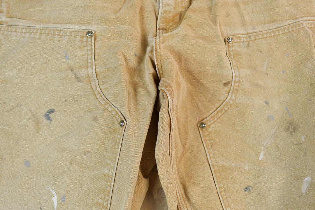 Vintage 1990s Tan Carhartt Double Knee Denim Work Pants Size 33 x 36