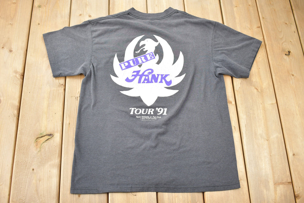 Vintage 1991 Hank Williams Jr Fan Club Pure Hank Tour Graphic T-Shirt