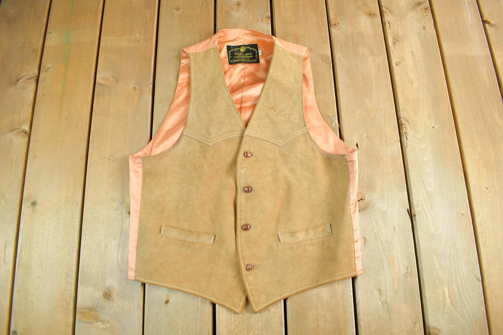 Vintage 1970s Genuine Leather Garments Leather Vest Men's S-M