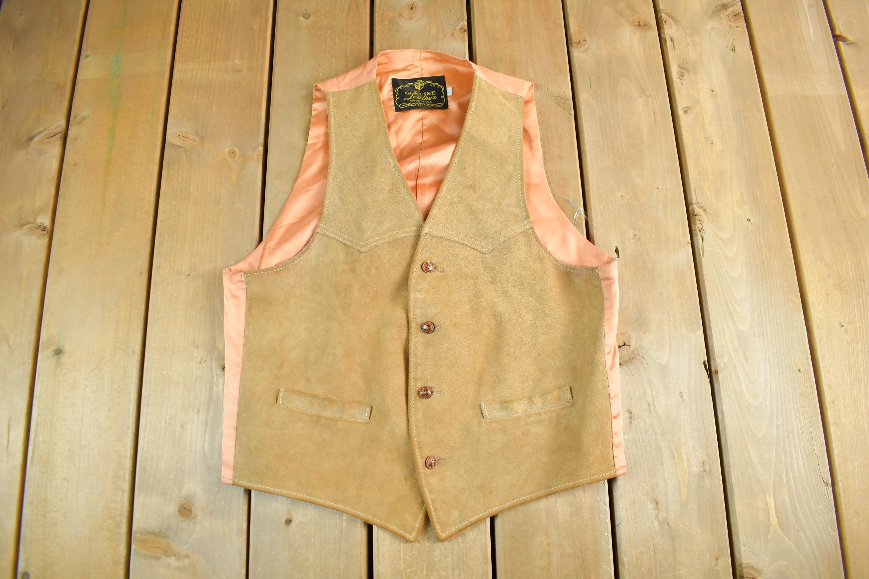 Vintage 1970s Genuine Leather Garments Leather Vest Men's S-M