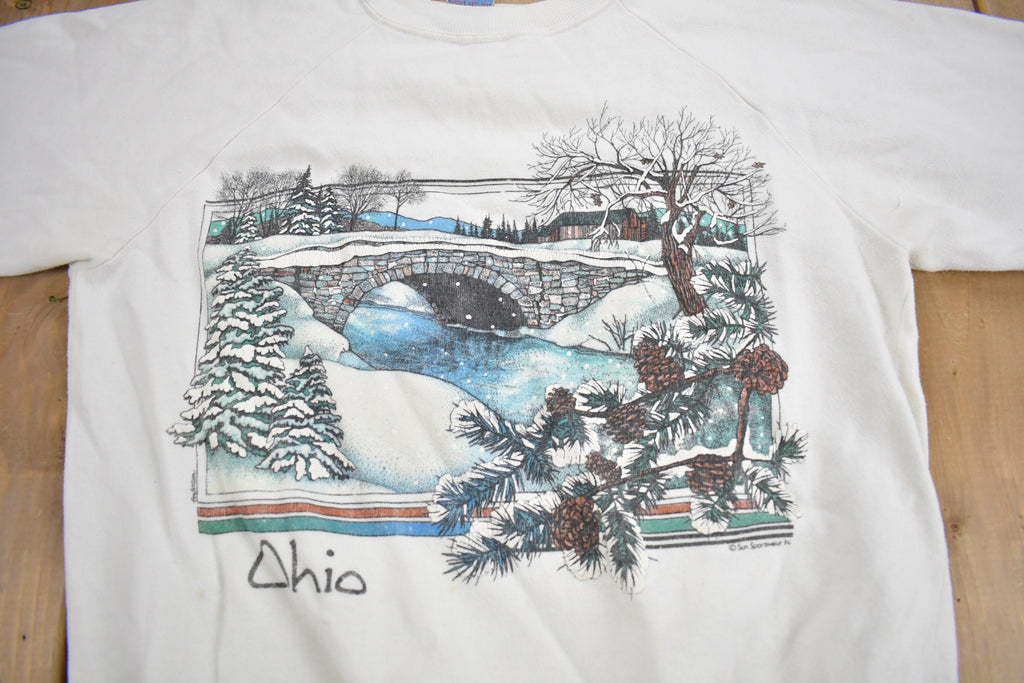 Vintage 1990s Ohio Winter Theme Crewneck Sweatshirt