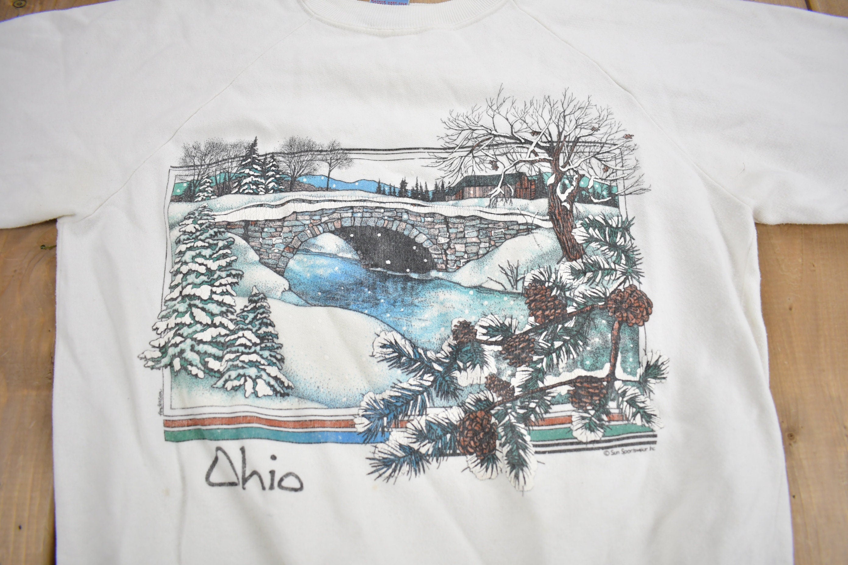 Vintage 1990s Ohio Winter Theme Crewneck Sweatshirt / 90s Crewneck / Streetwear / Cute Sweater
