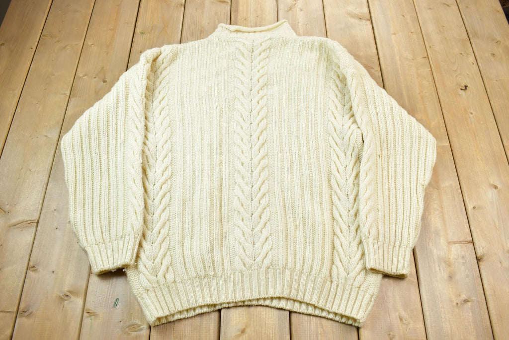 Vintage 1980s Paul James 100% Wool 3D Cable Knit Sweater