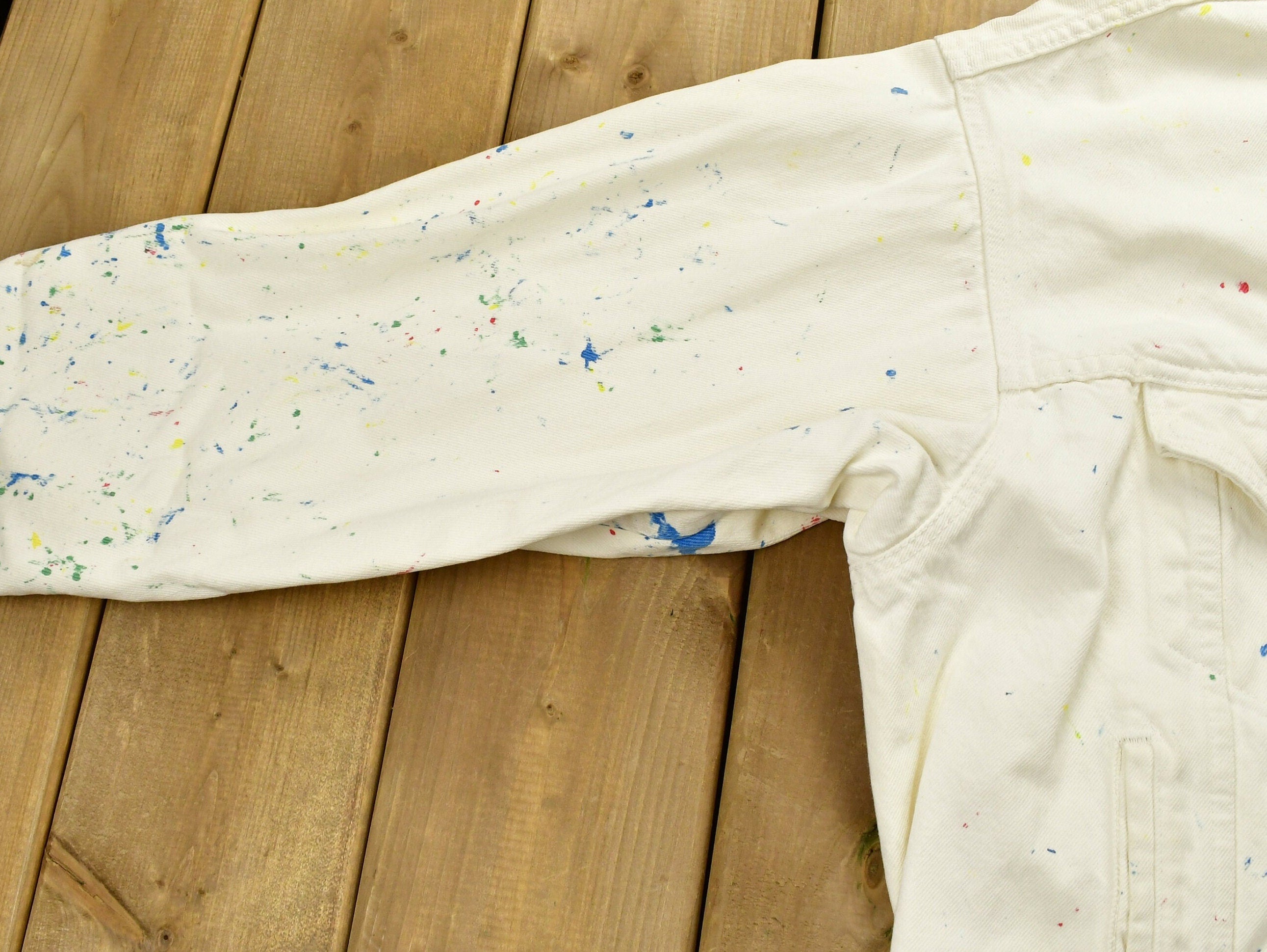 Vintage 1990s Levi's Confetti Painted Denim Jean Jacket