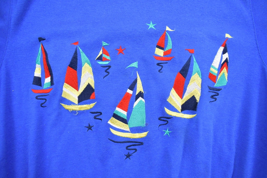 Vintage 1990s Stitched Sailboat Button Up Short Sleeve Shirt