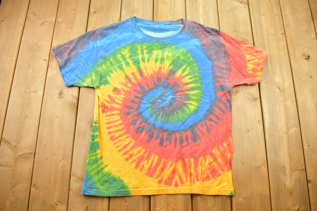 Vintage 1990s All Over Print Tie Dye Spiral T-Shirt