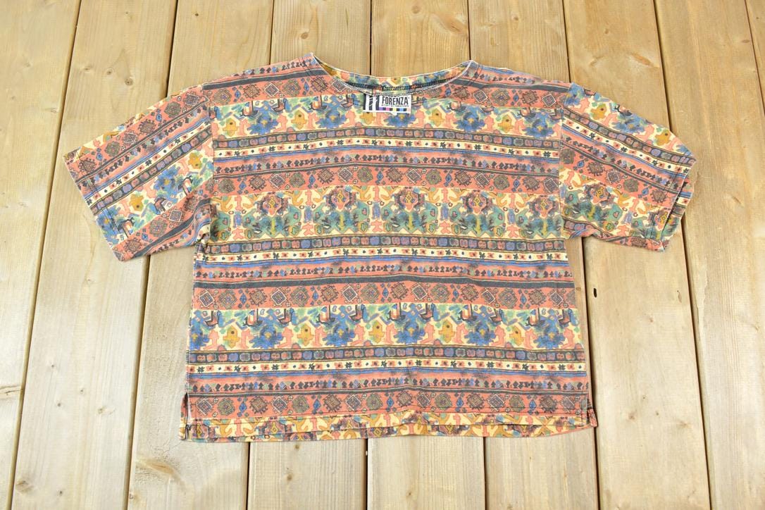 Vintage 1990s Forenza Coogi Style Print Single Stitch T-Shirt