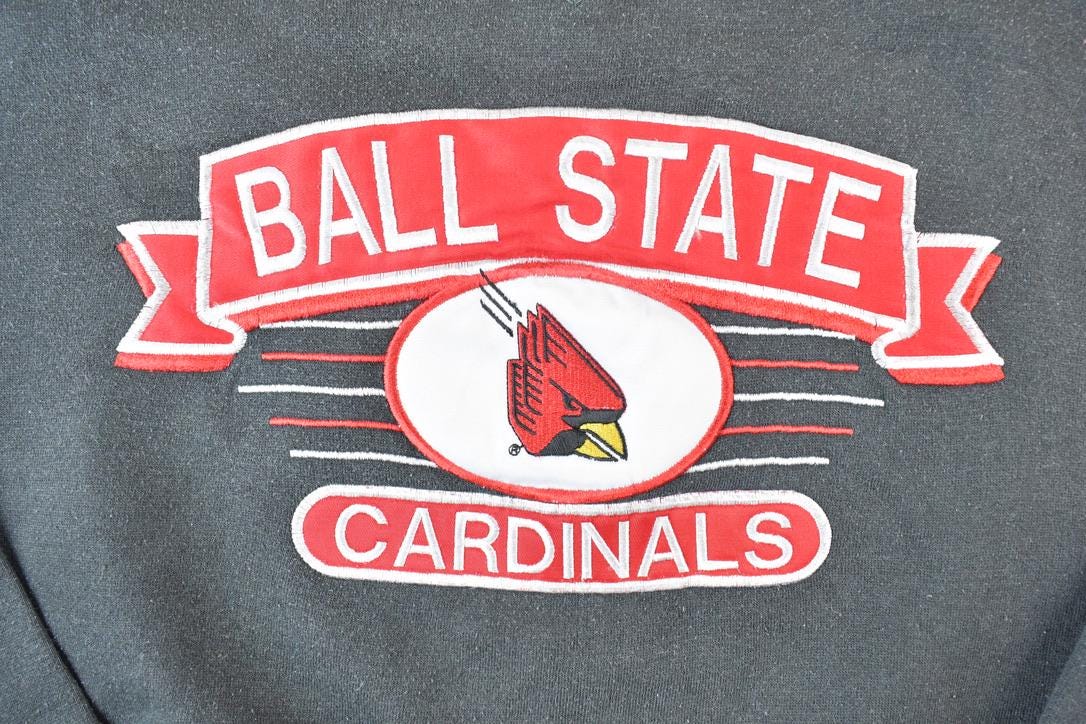 Vintage 1990s Ball State Cardinals Baseball Crewneck Sweatshirt