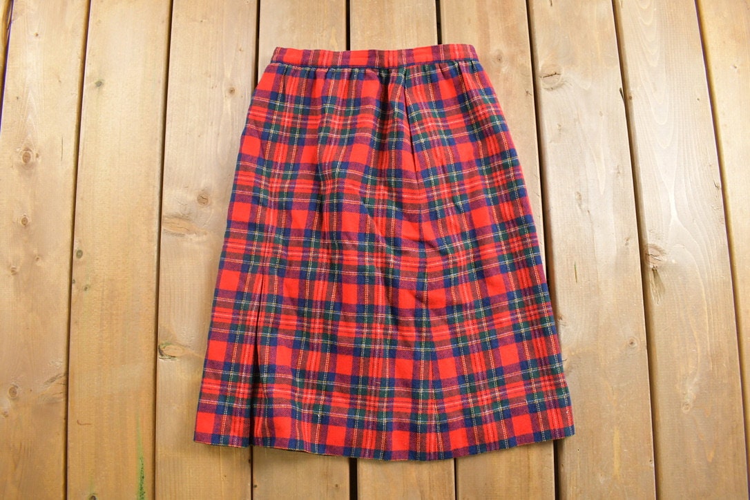 Vintage 1970s Petite Pendleton Plaid Skirt Size 25 x 23