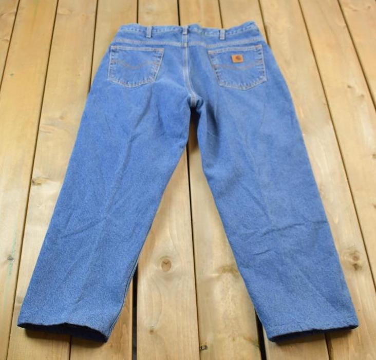 Vintage 1990s Carhartt Denim Fleece Lined Jeans Size 38 x 30