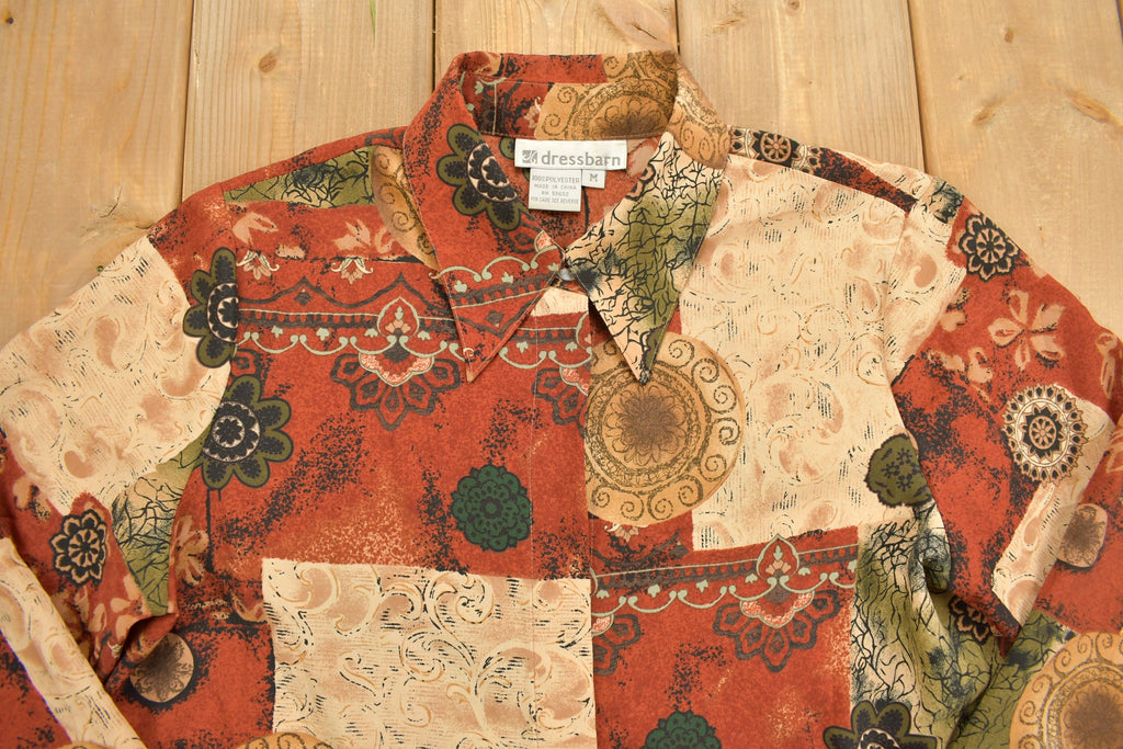 Vintage 1980s Dressbarn Abstract Theme Button Up Shirt