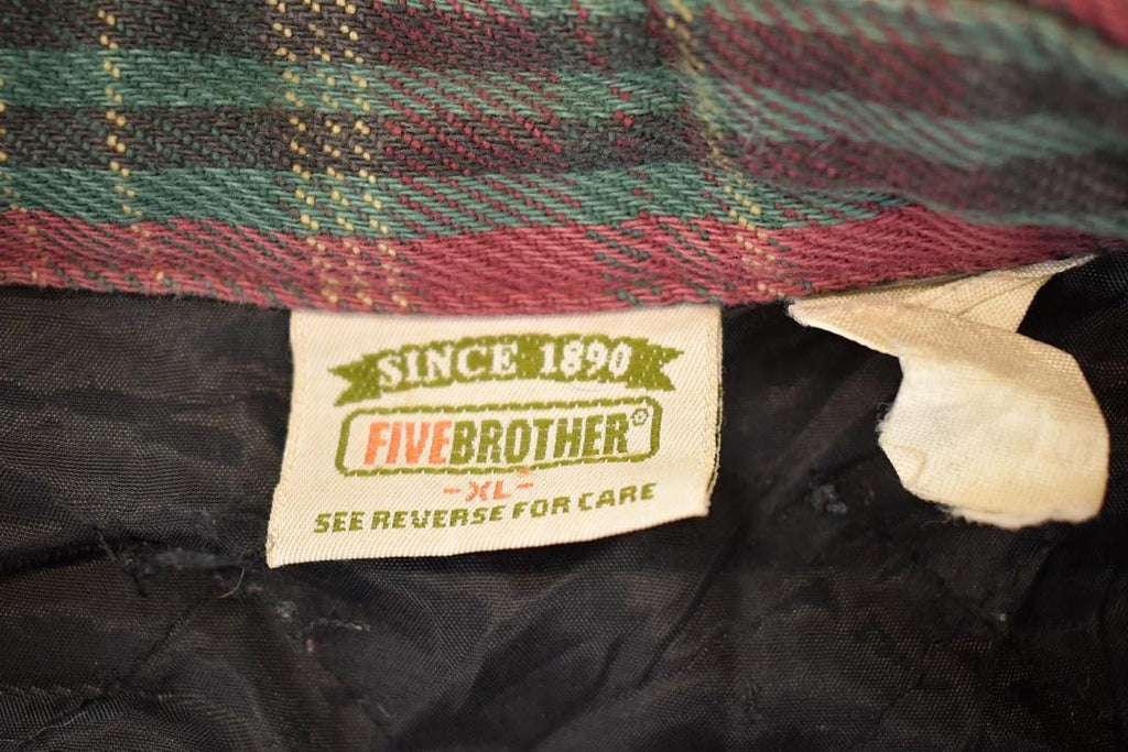 Vintage 1990s Five Brother Plaid Lined Button Up Shirt Men's L /