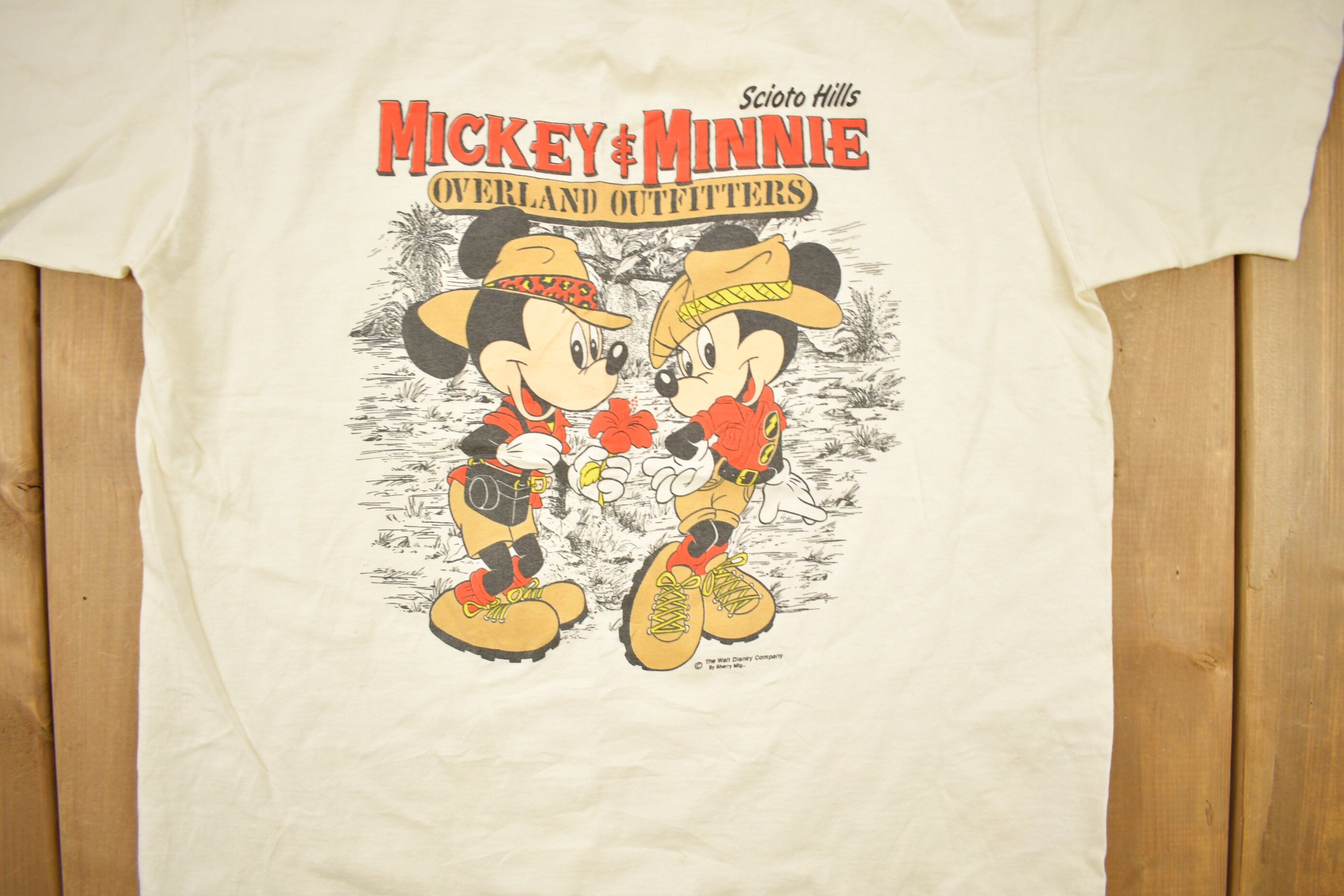 Vintage 1980s Mickey & Minnie Mouse Overland Outfitters Scioto Hills Graphic T-Shirt